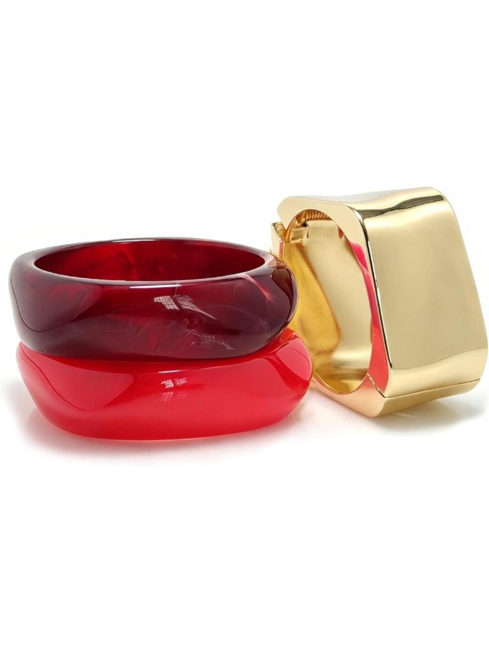 Trendy Chunky Resin Acrylic Bangle Bracelets Set | Geometric Wide Statement